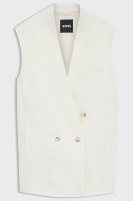 Blazer relaxed fit sin mangas de lana, Blanco