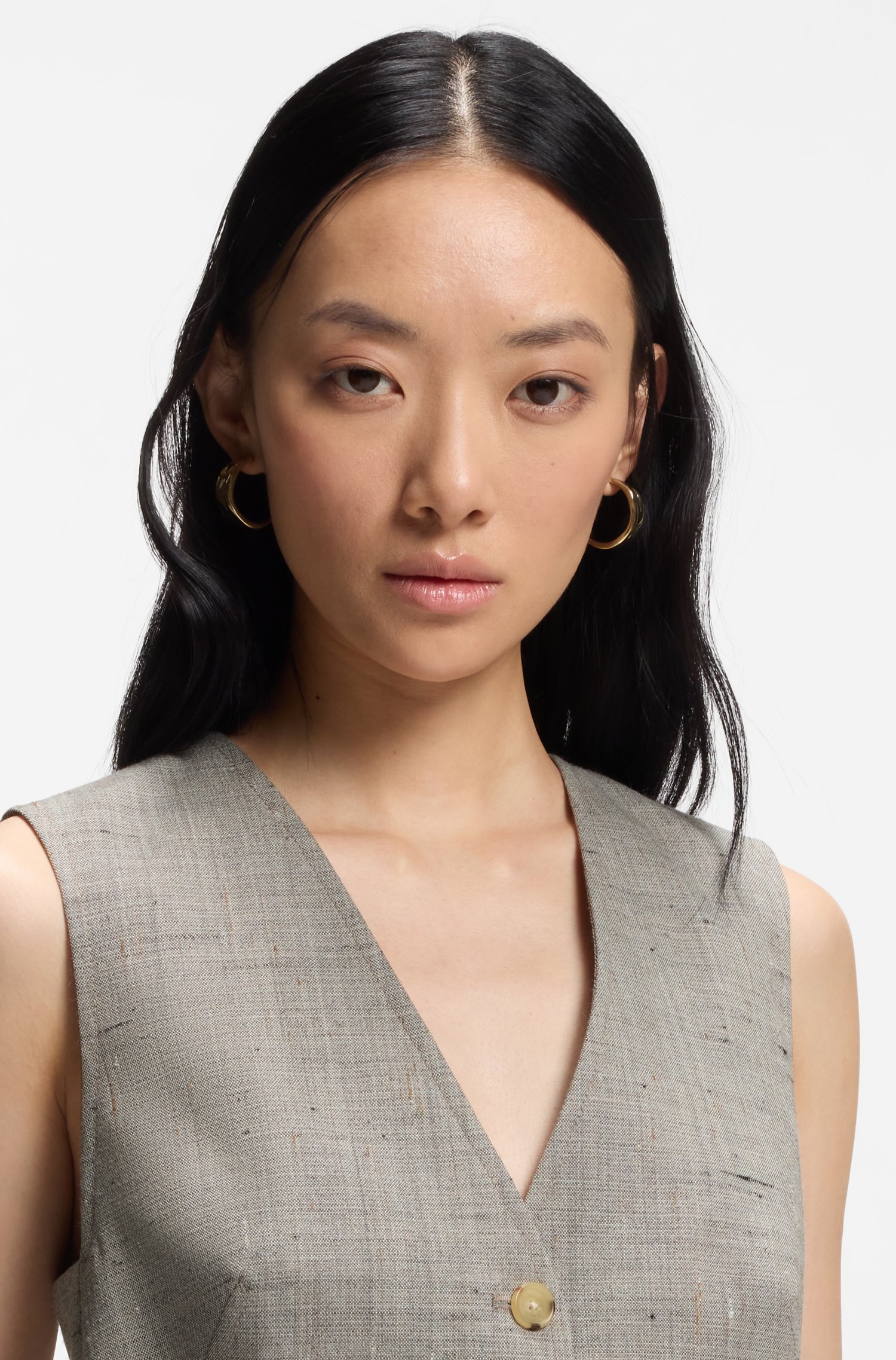 Boss Cropped waistcoat in a wool blend skjortor & blusar dam – bild 3