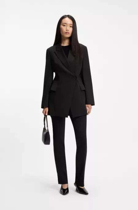 Longline slim-fit blazer with concealed closure