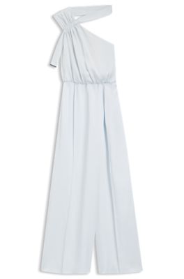 One-shoulder jumpsuit with wrap-effect front, Light Blue