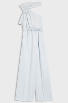 One-shoulder jumpsuit with wrap-effect front, Light Blue