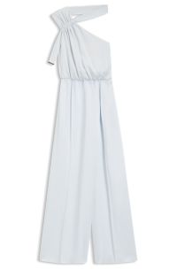 One-shoulder jumpsuit with wrap-effect front, Light Blue