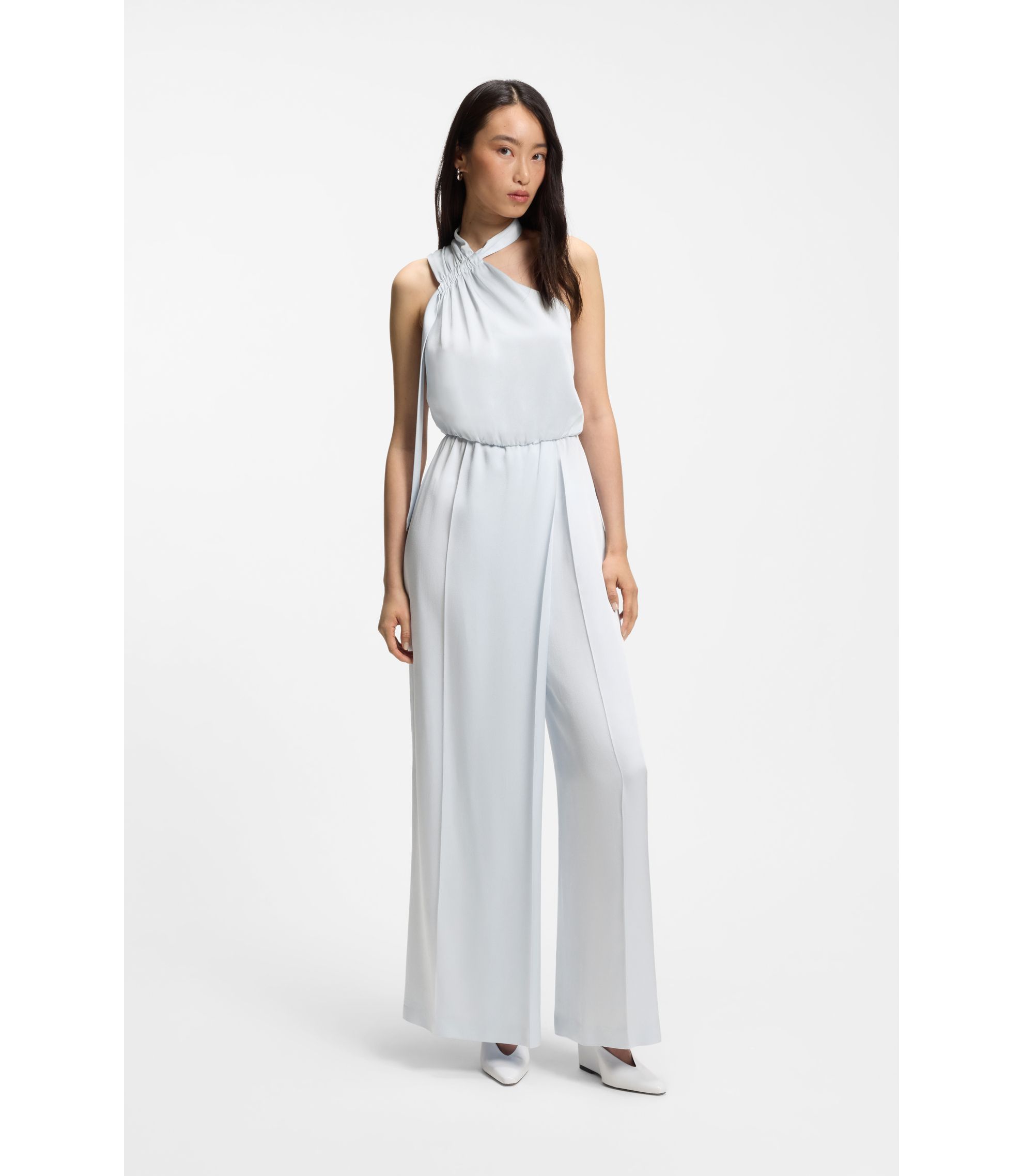 Jumpsuit mit One-Shoulder und Wickelfront