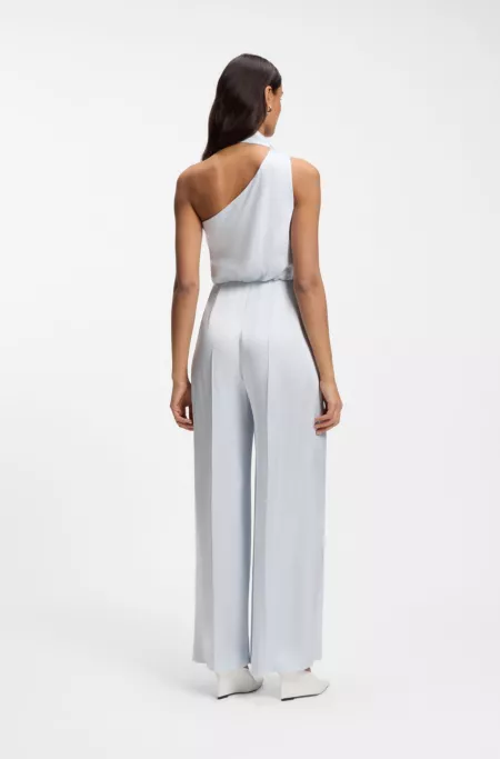 One-shoulder jumpsuit with wrap-effect front