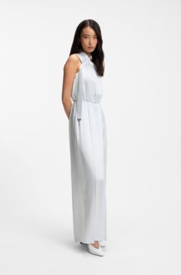 One-shoulder jumpsuit with wrap-effect front, Light Blue