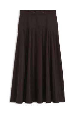 Belted A-line skirt in stretch cotton