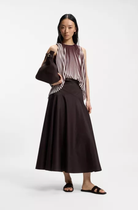 A-Linien-Rock aus elastischer Baumwolle mit Gürtel