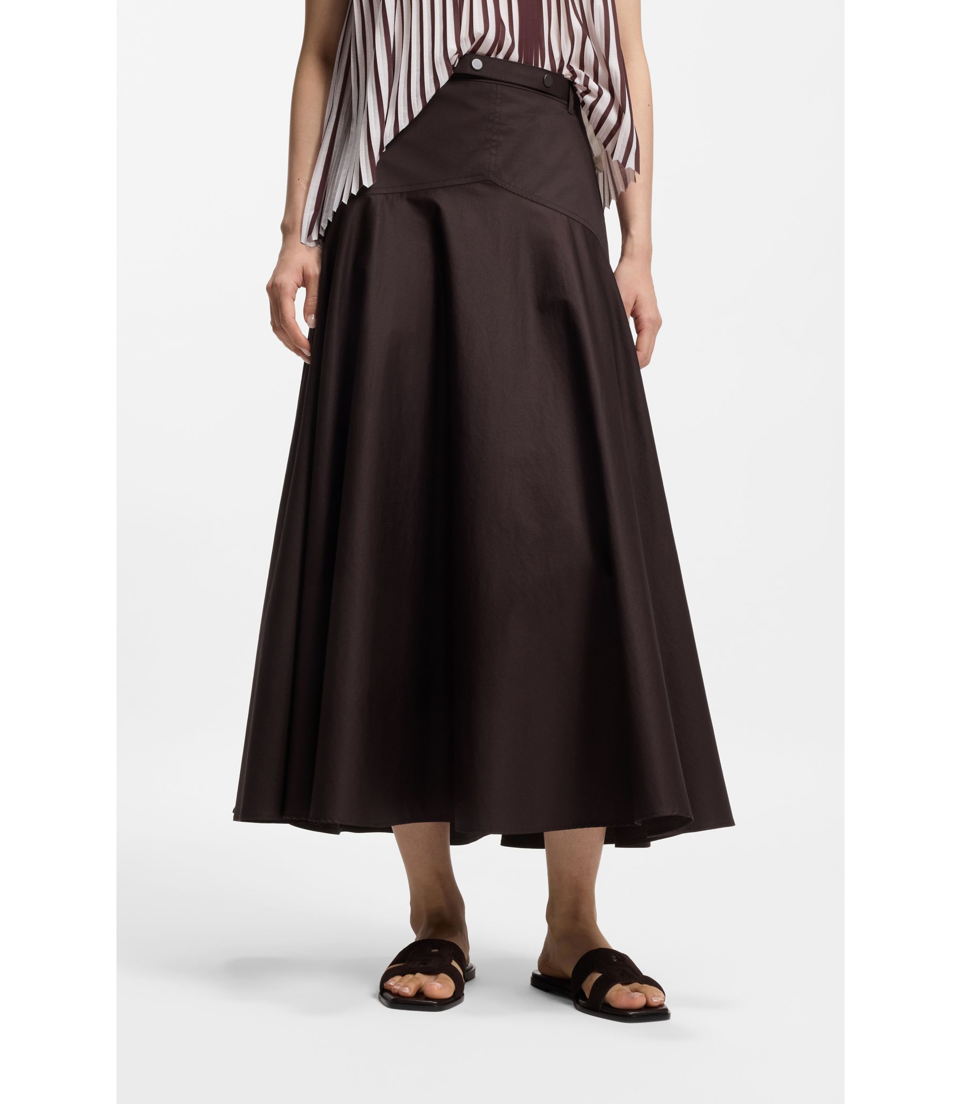 A-Linien-Rock aus elastischer Baumwolle mit Gürtel