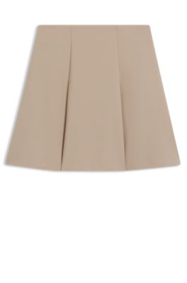 Flared mini skirt with pleats, Beige