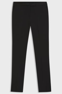 Slim-fit stretch trousers with side slits, Black