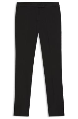 Slim-fit stretch trousers with side slits