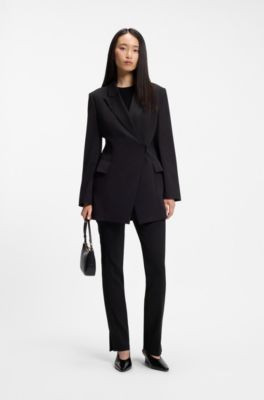 Slim-fit stretch trousers with side slits, Black