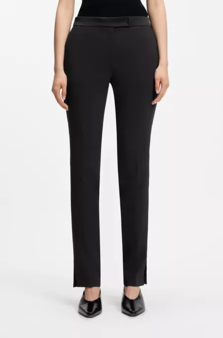 Slim-fit stretch trousers with side slits