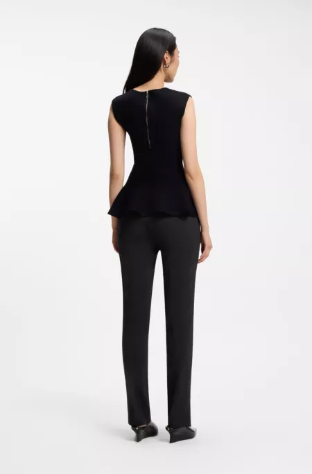 Slim-fit stretch trousers with side slits
