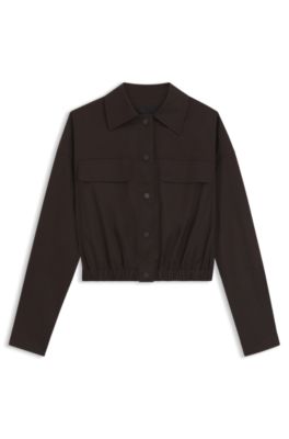 Modern-fit blazer in stretch cotton, Dark Brown