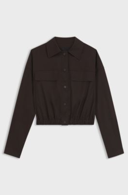 Modern-fit blazer in stretch cotton, Dark Brown