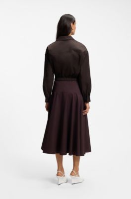 Modern-fit blazer in stretch cotton, Dark Brown