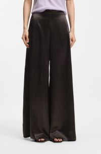 Relaxed-fit trousers in lustrous twill, Dark Brown