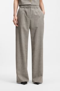 Regular-fit trousers in a wool blend, Beige Patterned