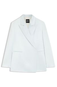 Relaxed-fit blazer in sateen with concealed closure, Light Blue