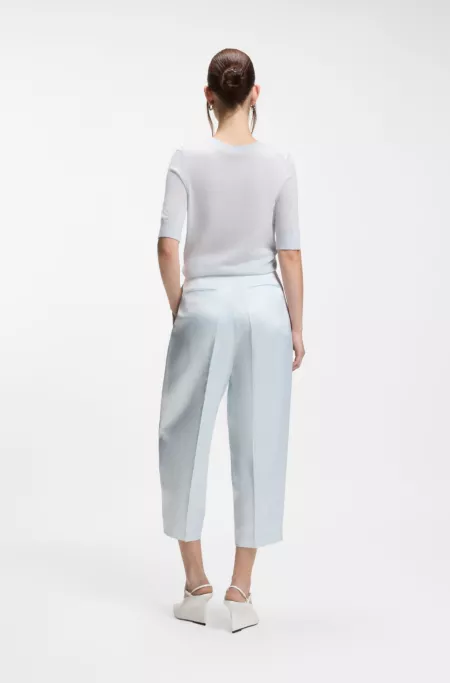 Relaxed-fit trousers in sateen with front pleats