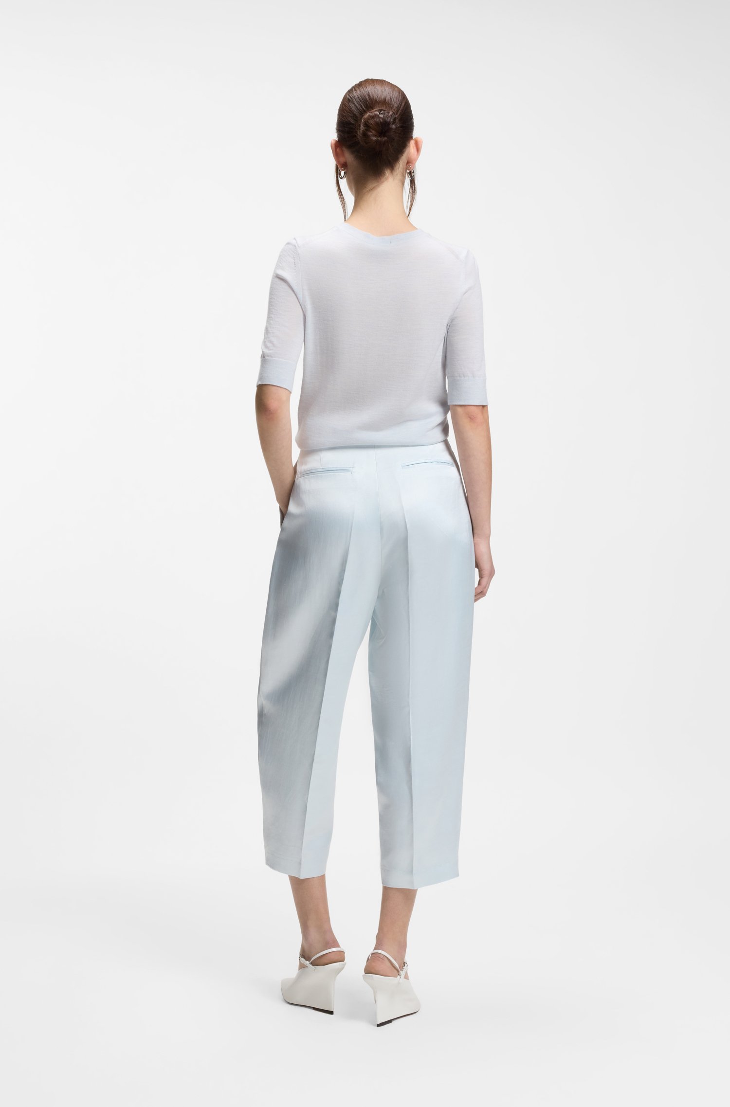 Boss Relaxed-fit trousers in sateen with front pleats byxor dam – bild 2