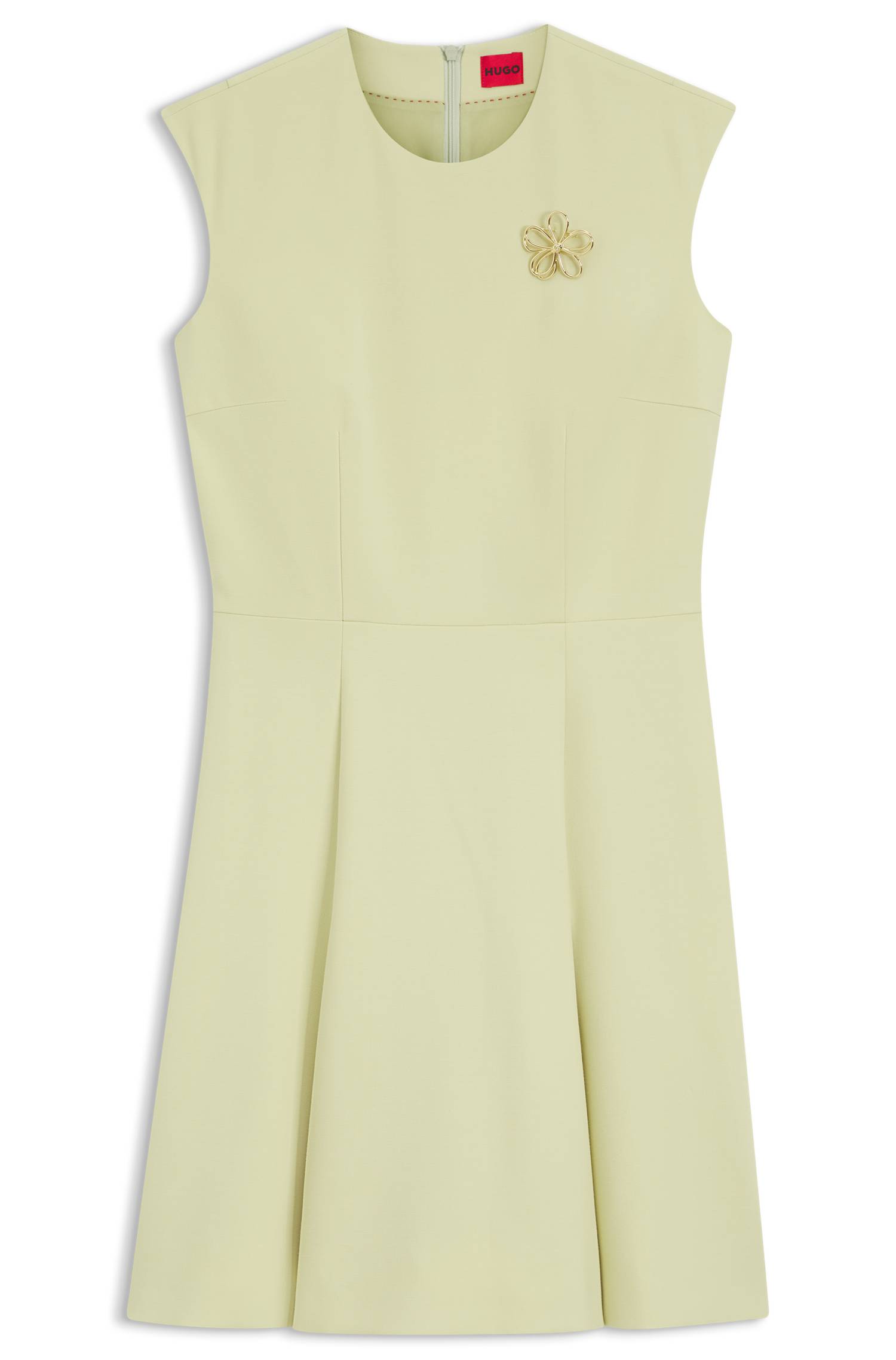 Hugo Sleeveless dress with gold-tone flower brooch klänningar dam – bild 4
