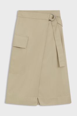 A-line skirt with cargo styling, Light Beige