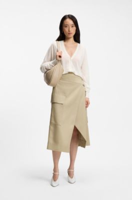 A-line skirt with cargo styling, Light Beige