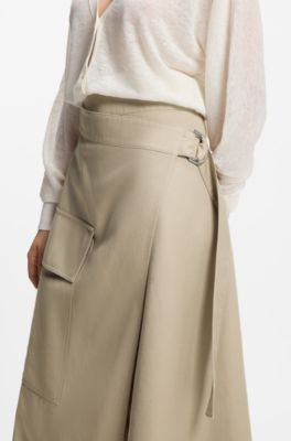 A-line skirt with cargo styling, Light Beige
