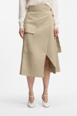 A-line skirt with cargo styling, Light Beige