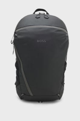 Faux-leather backpack with reflective details, Black
