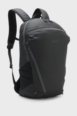 Faux-leather backpack with reflective details, Black