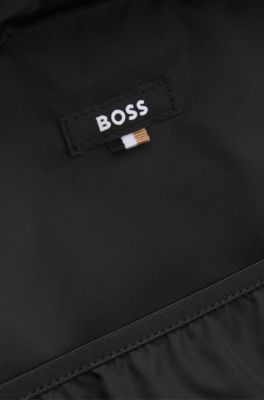 Rucksack aus Kunstleder mit reflektierenden Details, Schwarz