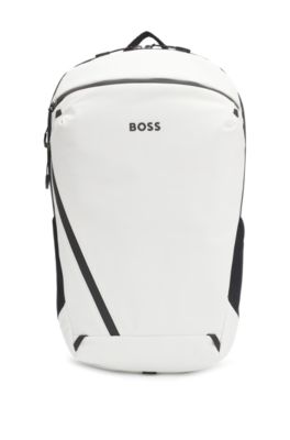 Faux-leather backpack with reflective details, Natural