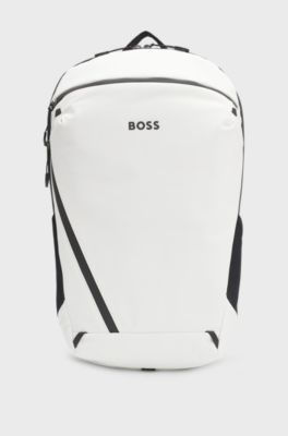 Faux-leather backpack with reflective details, Natural