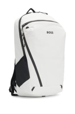 Faux-leather backpack with reflective details, Natural