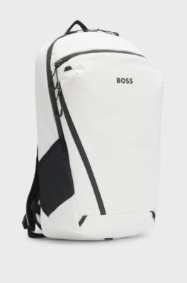 Faux-leather backpack with reflective details, Natural
