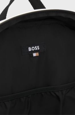 Faux-leather backpack with reflective details, Natural