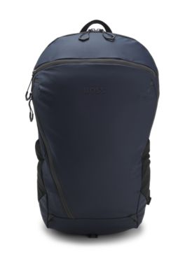 Faux-leather backpack with reflective details, Dark Blue