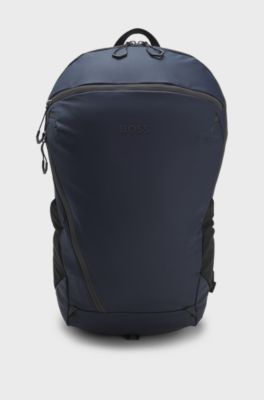 Faux-leather backpack with reflective details, Dark Blue