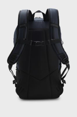 Faux-leather backpack with reflective details, Dark Blue