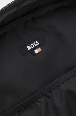 Faux-leather backpack with reflective details, Dark Blue