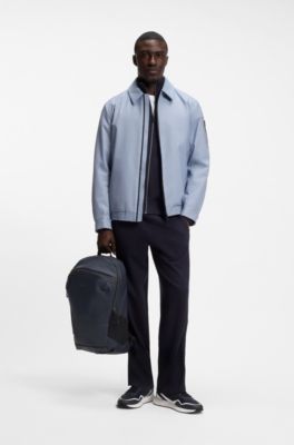 Faux-leather backpack with reflective details, Dark Blue