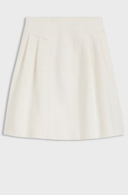 Saia em A em boucl&eacute; brilhante, White