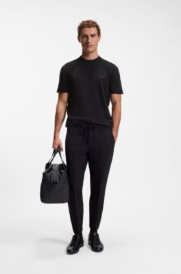 Thermo-regulating short-sleeved sweater with tonal logo, Black