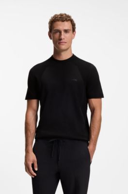 Thermo-regulating short-sleeved sweater with tonal logo, Black