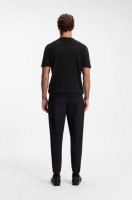 Thermo-regulating short-sleeved sweater with tonal logo, Black