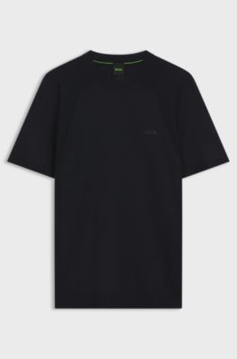 Thermo-regulating short-sleeved sweater with tonal logo, Dark Blue