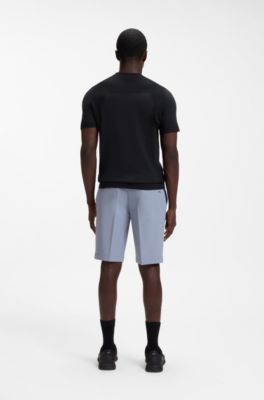 Thermo-regulating short-sleeved sweater with tonal logo, Dark Blue